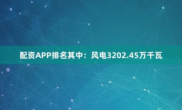 配资APP排名其中：风电3202.45万千瓦
